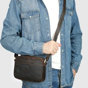 crazy horse leather crossbody bag style 6118 worn crossbody