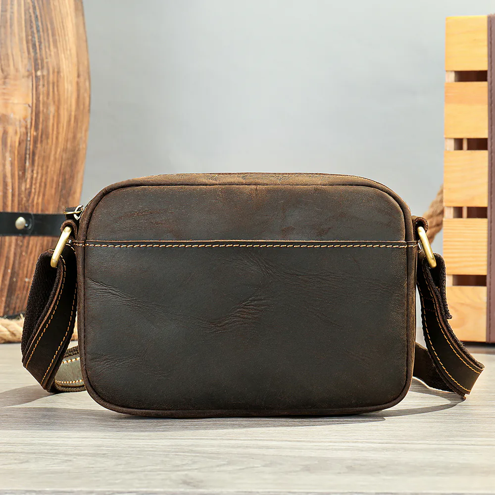 dark coffee mini leather crossbody bag style 6118