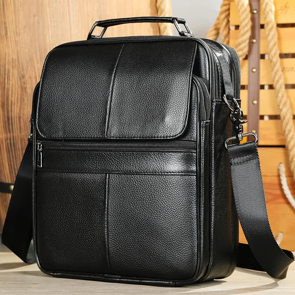 sling bag crossbody style 6172 in black cowhide