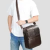 men's coffee cowhide crossbody messenger bag style 6172
