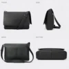 black large messenger bag style 6202 front side back and bottom views