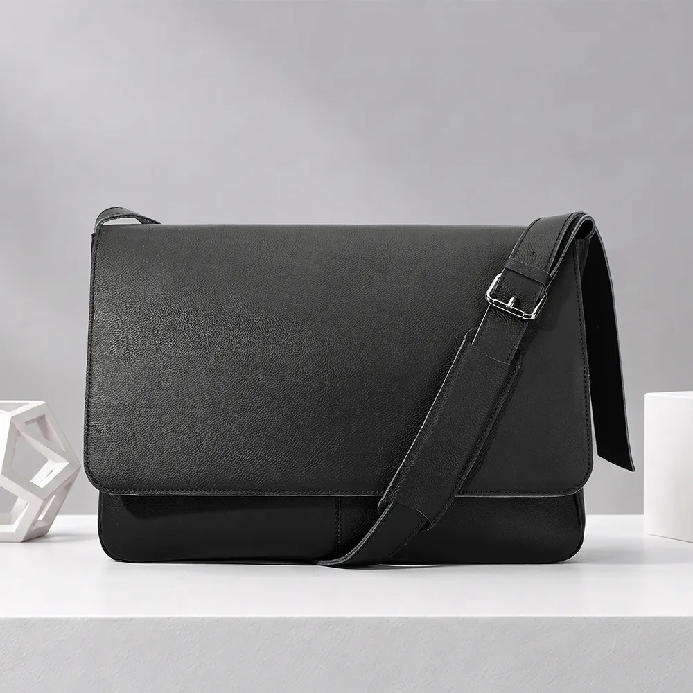 large black leather sling crossbody bag style 6202