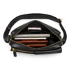 black leather messenger bag style 6213 interior storage and tablet capacity