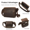 Crazy Horse leather crossbody bag 6353 with front and rear pockets