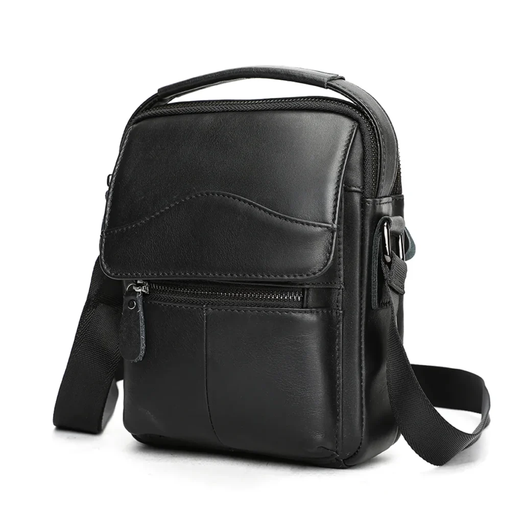 Black crossbody bag style 6536 in cowhide