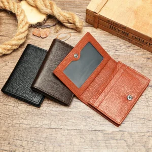 Leather card holder wallet 668 color options with open ID window