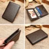 Top-grain leather ID card wallet 668 exterior and interior details