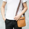 brown commuter shoulder bag style 7362 worn crossbody