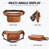 cowhide waist bag 7468 front side back and bottom views