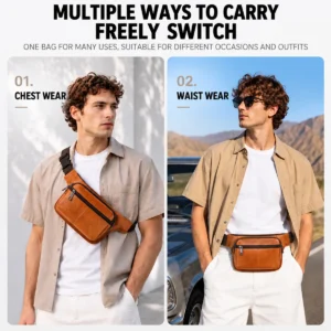 cowhide waist bag 7468 worn at the waist and across the chest