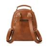 Wholesale Crazy Horse leather women's backpack 7823 brown rear view with zip pocket and adjustable straps