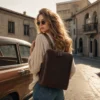 women wearing Crazy Horse leather backpack style 7825