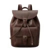 Wholesale Crazy Horse leather women's backpack 7827 coffee studio front view with front pocket