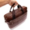 Vintage leather briefcase 8523 with front and main zipper compartments