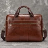 Workshop briefcase style 8523 in Coffee cowhide leather