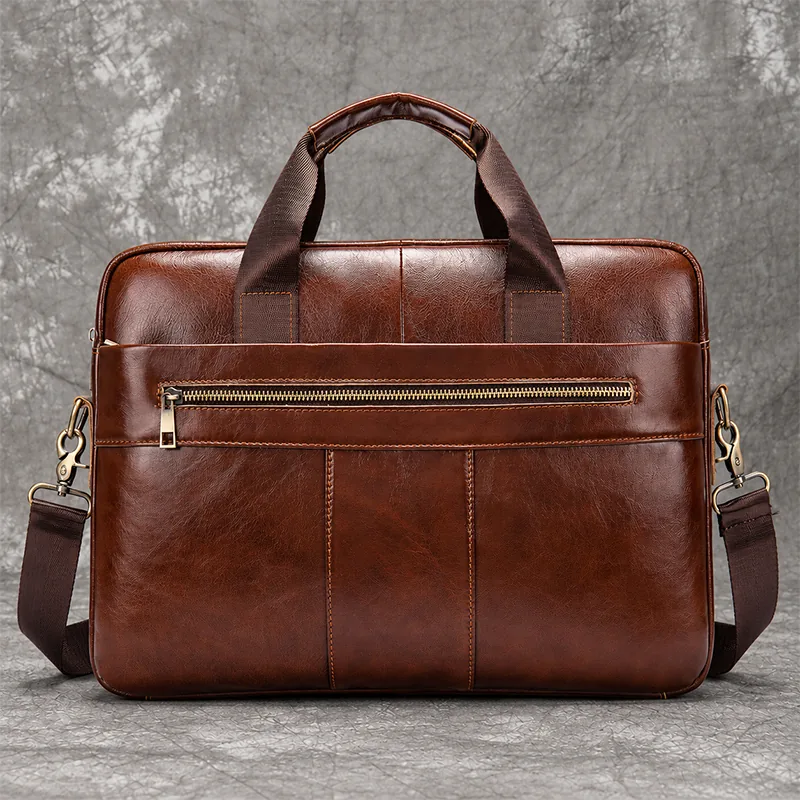 Workshop briefcase style 8523 in Coffee cowhide leather