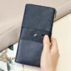 navy women's clutch wallet style 8560 leather exterior