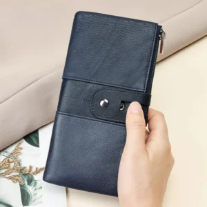 navy women's clutch wallet style 8560 leather exterior