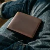 Coffee top-layer cowhide bifold wallet 8808 exterior