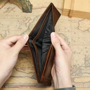 Coffee leather wallet 8808 with two bill compartments