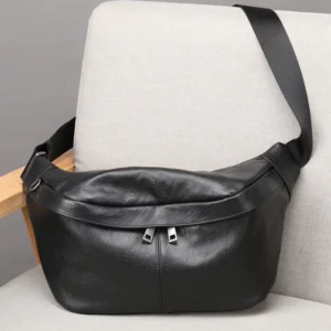 big sling bags style 9059 in black top-layer cowhide