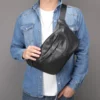 black leather style 9059 worn as a crossbody chest bag