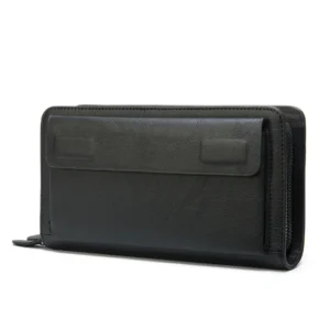 black leather clutch bag style 9069 exterior with hand strap