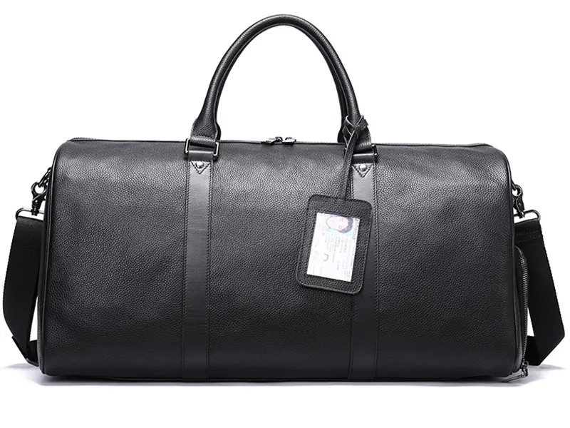 Black leather travel bag