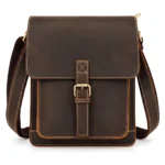 D6345 Coffee Crazy Horse Leather Messenger Bag cross body handbags bulk style D6345 in Coffee Crazy Horse leather