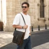 mens Crazy Horse leather messenger bag D6345 worn crossbody