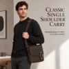 man carrying Coffee Crazy Horse leather shoulder bag style D6349