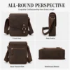 Crazy Horse leather messenger bag D6349 front side back and bottom views