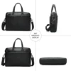 Black leather briefcase style G5144 front side rear and base views