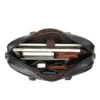 Cowhide briefcase G5144 interior with laptop sleeve and organizer pockets