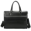 Black genuine leather briefcase style G5157 with shoulder strap