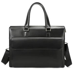 G5157 Genuine Leather Briefcase Black genuine leather briefcase style G5157 with shoulder strap