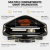 Genuine leather briefcase G5157 with three sections and laptop compartments