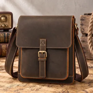 Men's Crazy Horse Leather Shoulder Bag