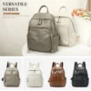 Wholesale leather women's backpack N7816 in black coffee gray and off-white