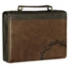 cowhide leather Bible cover Q2011 coffee front view