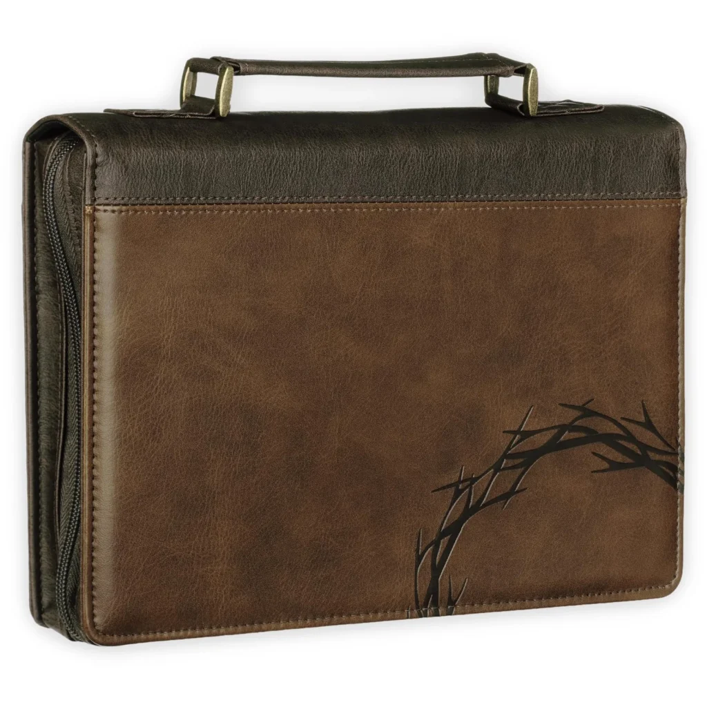 cowhide leather Bible cover Q2011 coffee front view