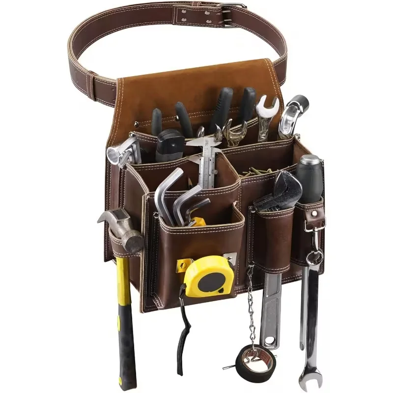 carpenters tool bags Q2013 coffee leather tool belt pouch