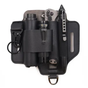 black leather EDC belt organizer Q2014 front view