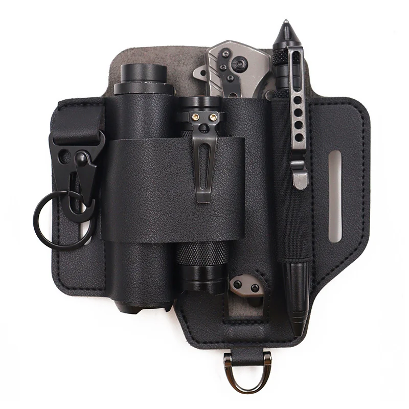 black leather EDC belt organizer Q2014 front view