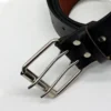 Leather tool belt heavy-duty three-prong buckle detail