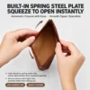 Wholesale leather pouch style Q8081 with built-in spring steel opening