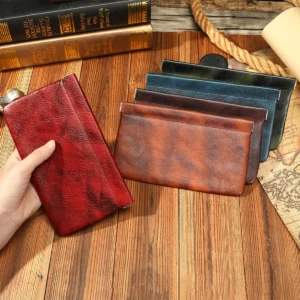 Cowhide leather pouches style Q8083 in Brown Red Green Blue and Coffee