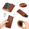 Open-top cowhide glasses pouch Q8085 for eyewear storage
