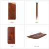 Brown cowhide glasses pouch Q8085 front side back and bottom views