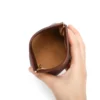 Coffee cowhide coin purse style Q8086 with soft lined interior